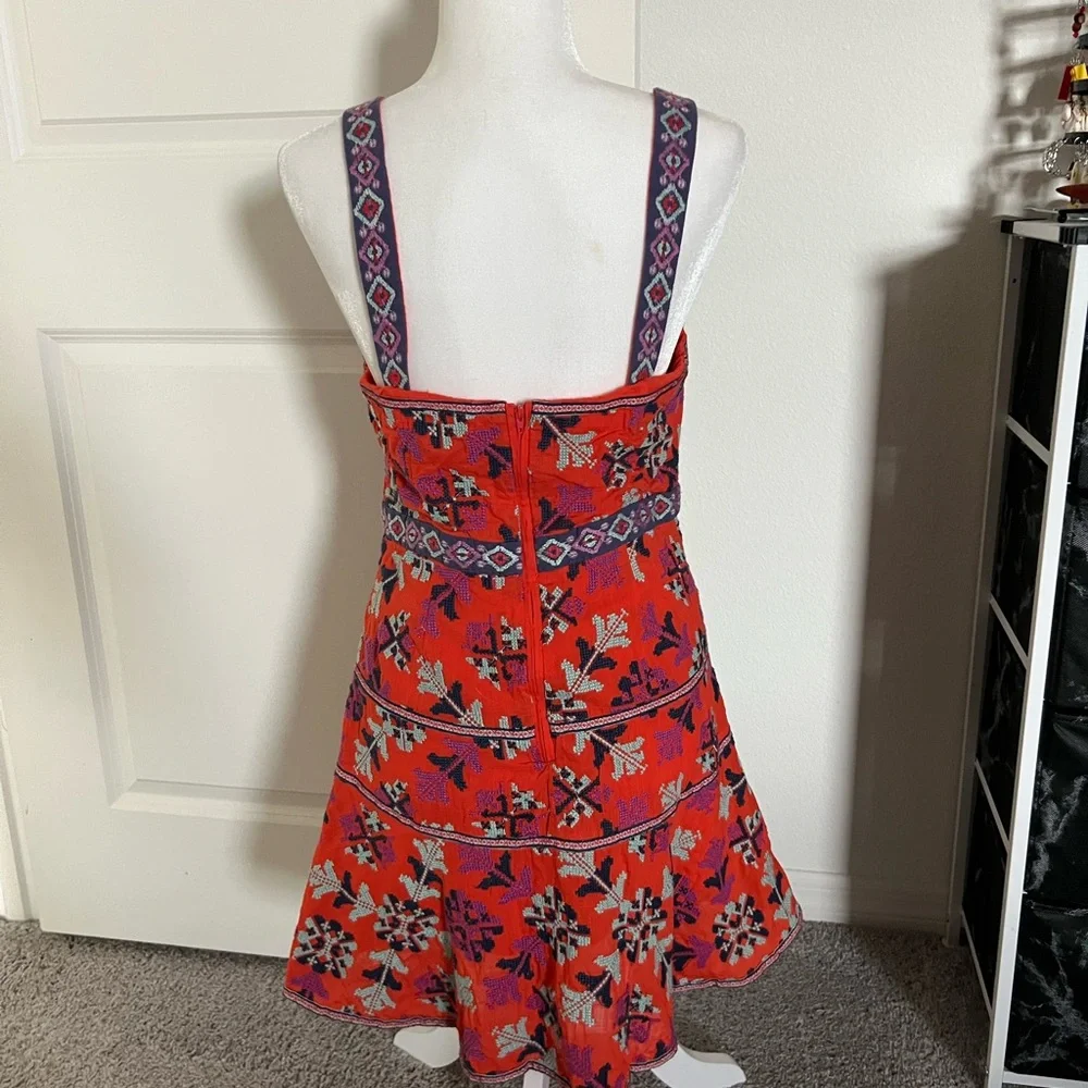 Rare! NWOT Anthropologie Dark Orange Embroidered Dress 8 - Picture 9 of 12